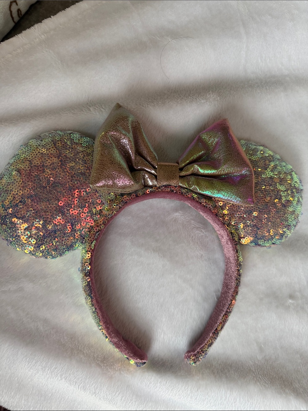Disney Iridescent Sequin Pink Mouse Ear Headband